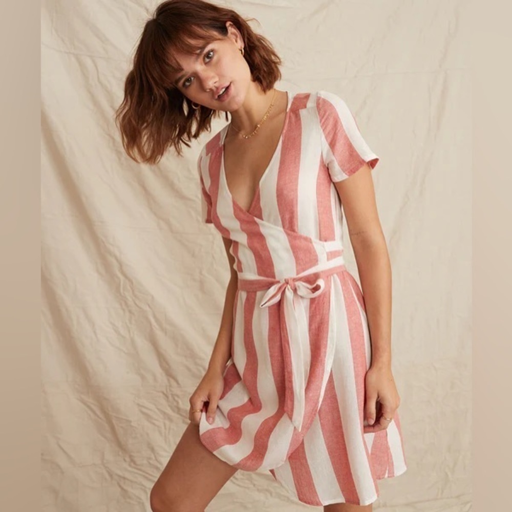 Marine Layer Pink and White Striped Mini Dress